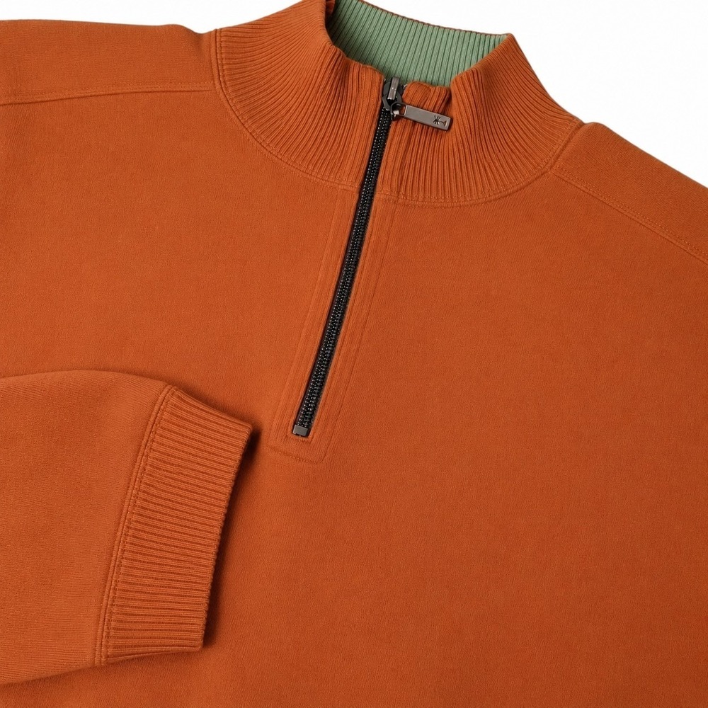 Tommy‎ Bahama  1/4 Zip Sweater Mens XL Long Sleeve Orange Beach